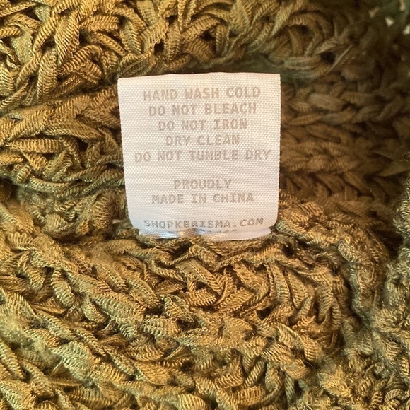 Kerisma Victoria Slouchy Crop Knit Sweater Distressing Olive Army Green Size S/M - Picture 10 of 12